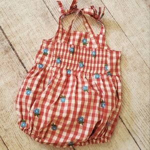 Hanna Andersson gingham romper sz 18-24m